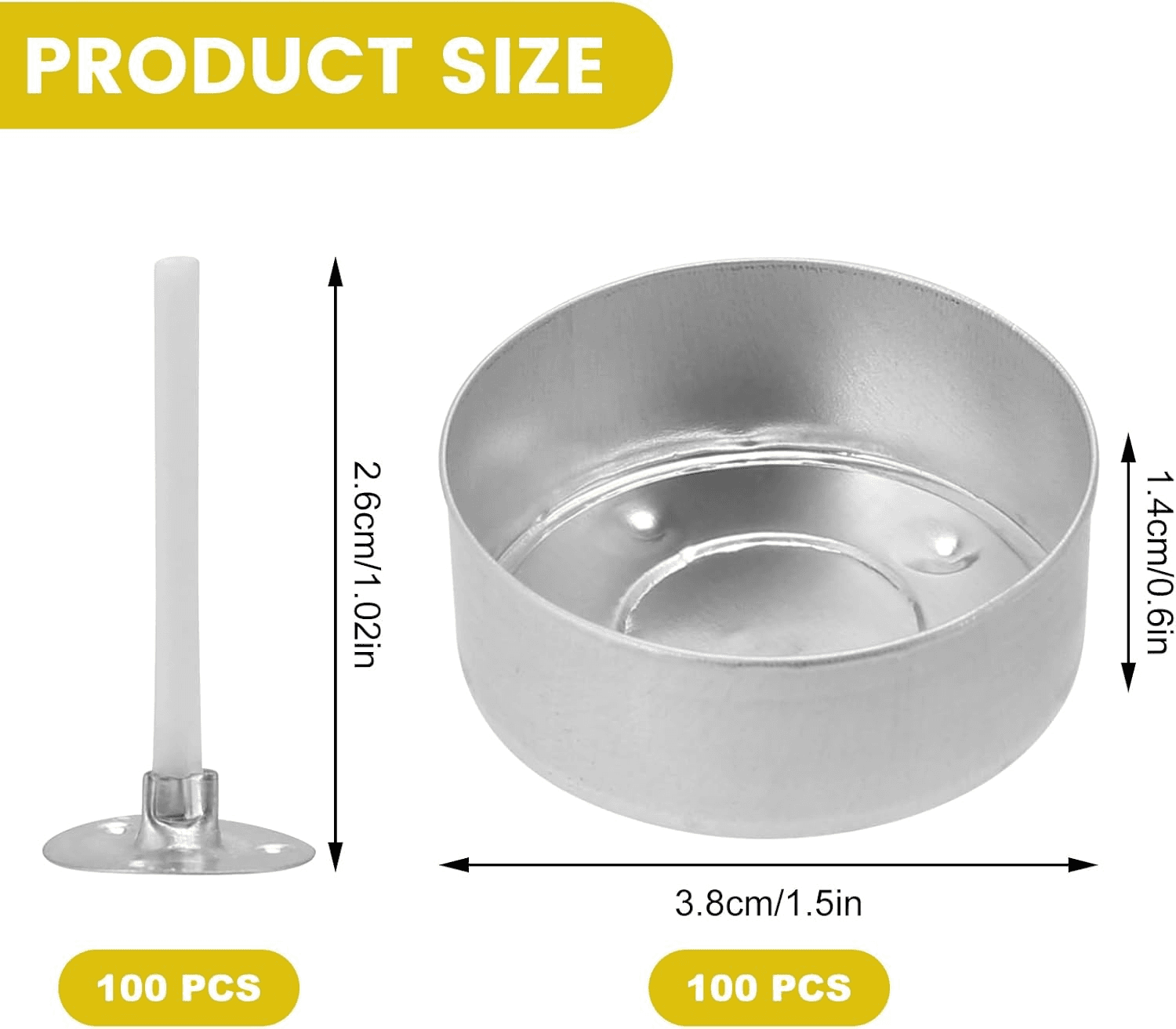 100 Pieces Candle Making Kit| Aluminum Tea Light with Wicks| Round... view 2