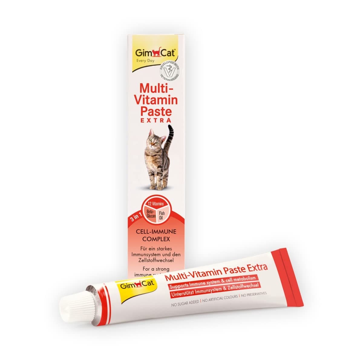 GimCat Multi Vitamin Paste Extra Cat snack with beta glucans and omega 3 and 6