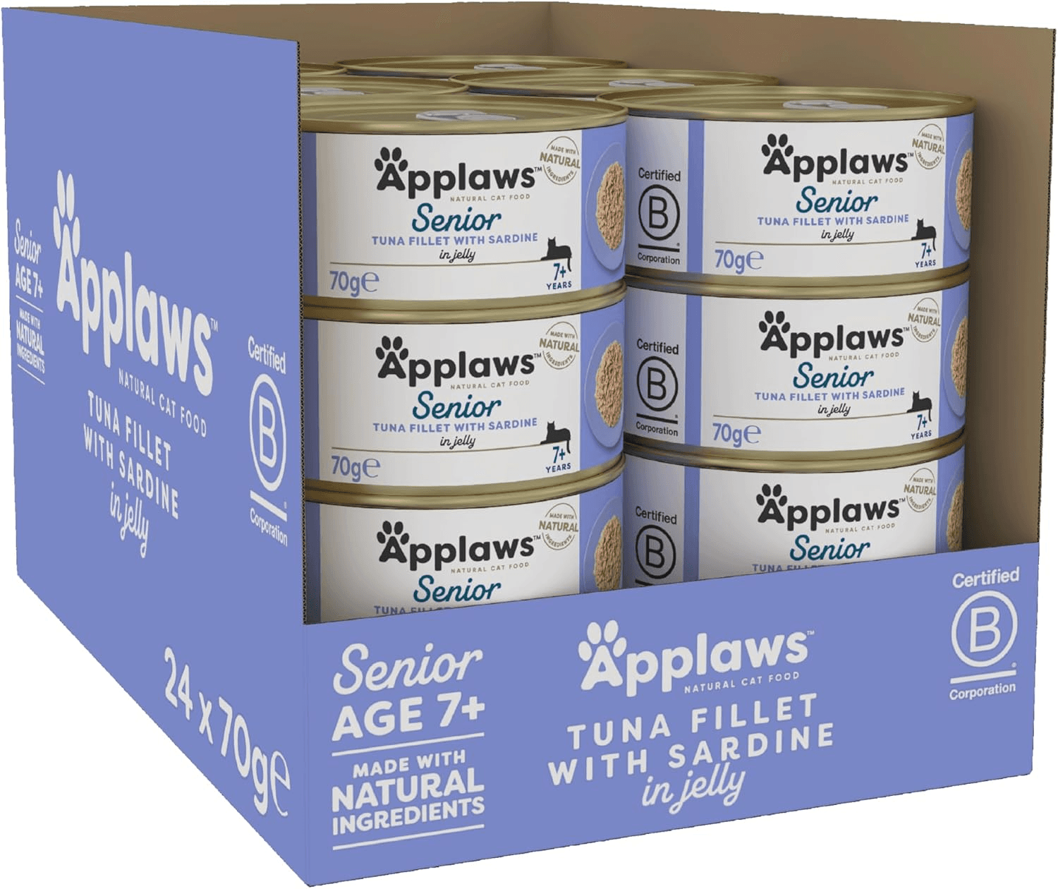 Natural Senior Wet Cat Food| Tuna with Sardines in a Soft Mousse 70G Tin(Pack of view 2