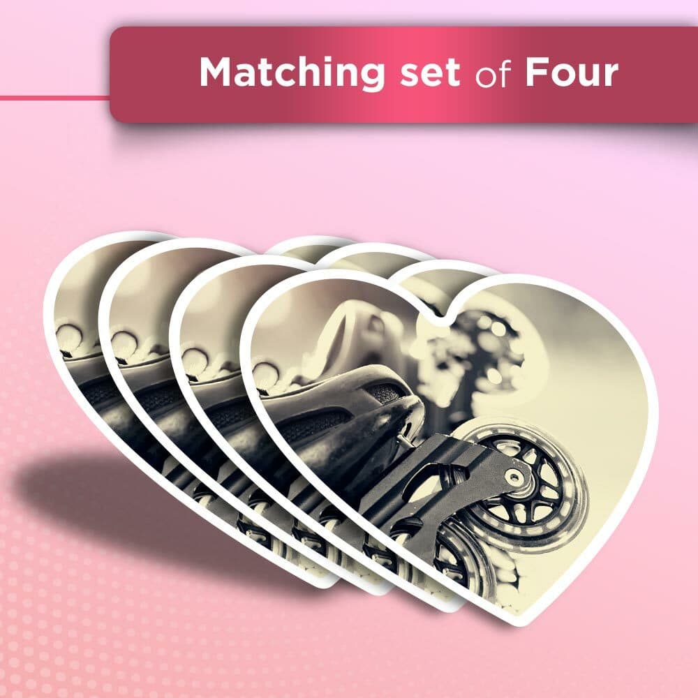 4x Heart Stickers - Inline Roller Skates Skater Skating #45403 view 2