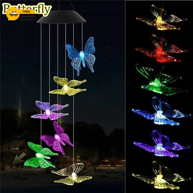 LED Solar Wind Chime Crystal Ball Hummingbird Wind Chime Light Color Changing Wa