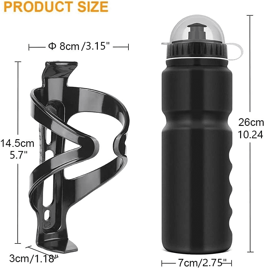 Bike Water Bottle Cage with Bpa-Free 800Ml/28Oz Bike Bottle view 2