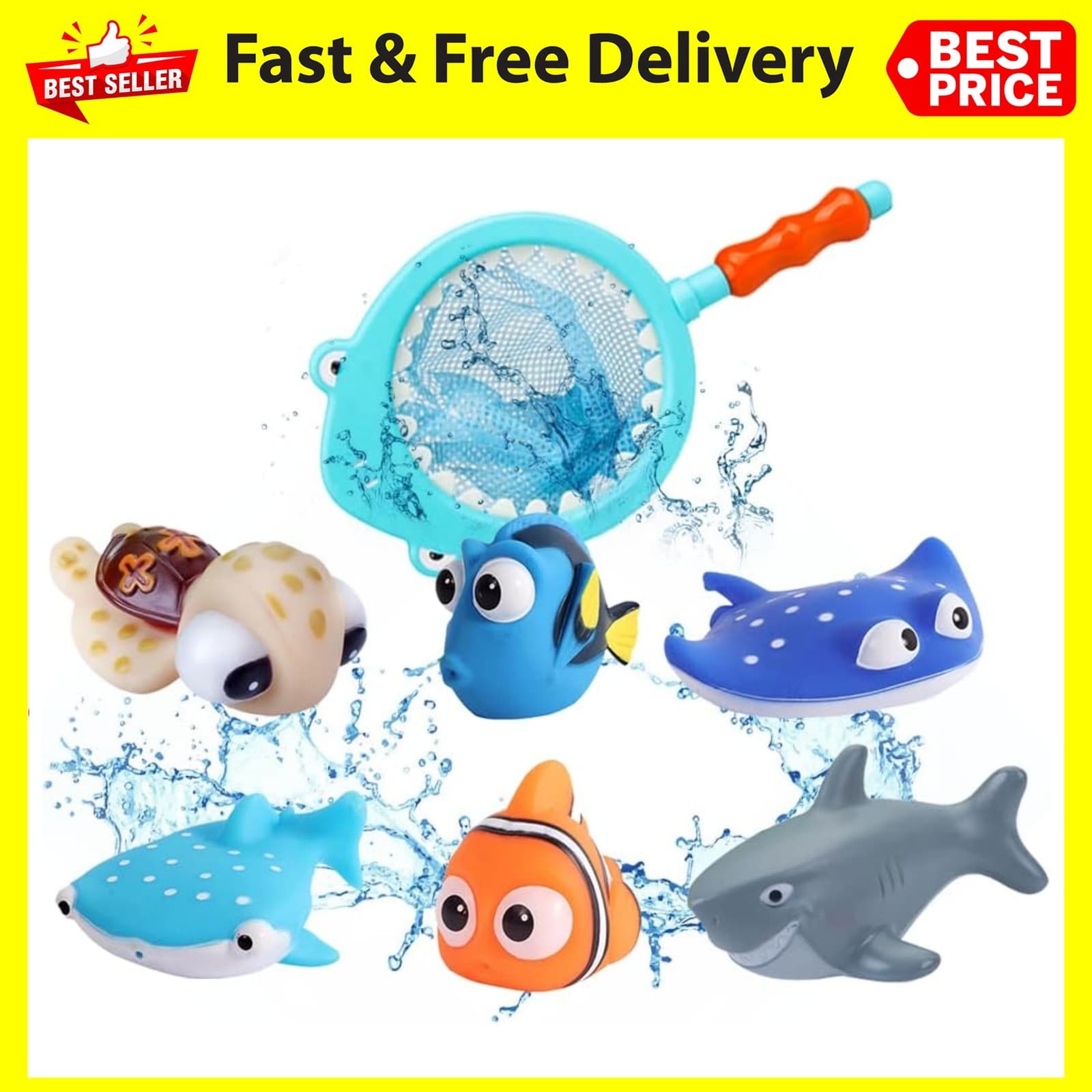 Finding Nemo Toys| 7Pcs Bath Toys for Baby Shower Toddler Small| Multicolor