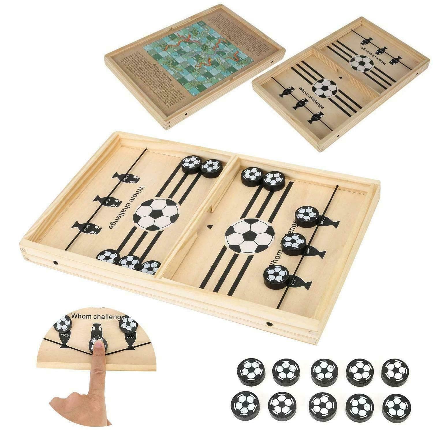 2IN1 TABLE FOOTBALL FAST SLING PUCK GAME SNAKES and LADDERS WINNER CHESS BOARD TOY