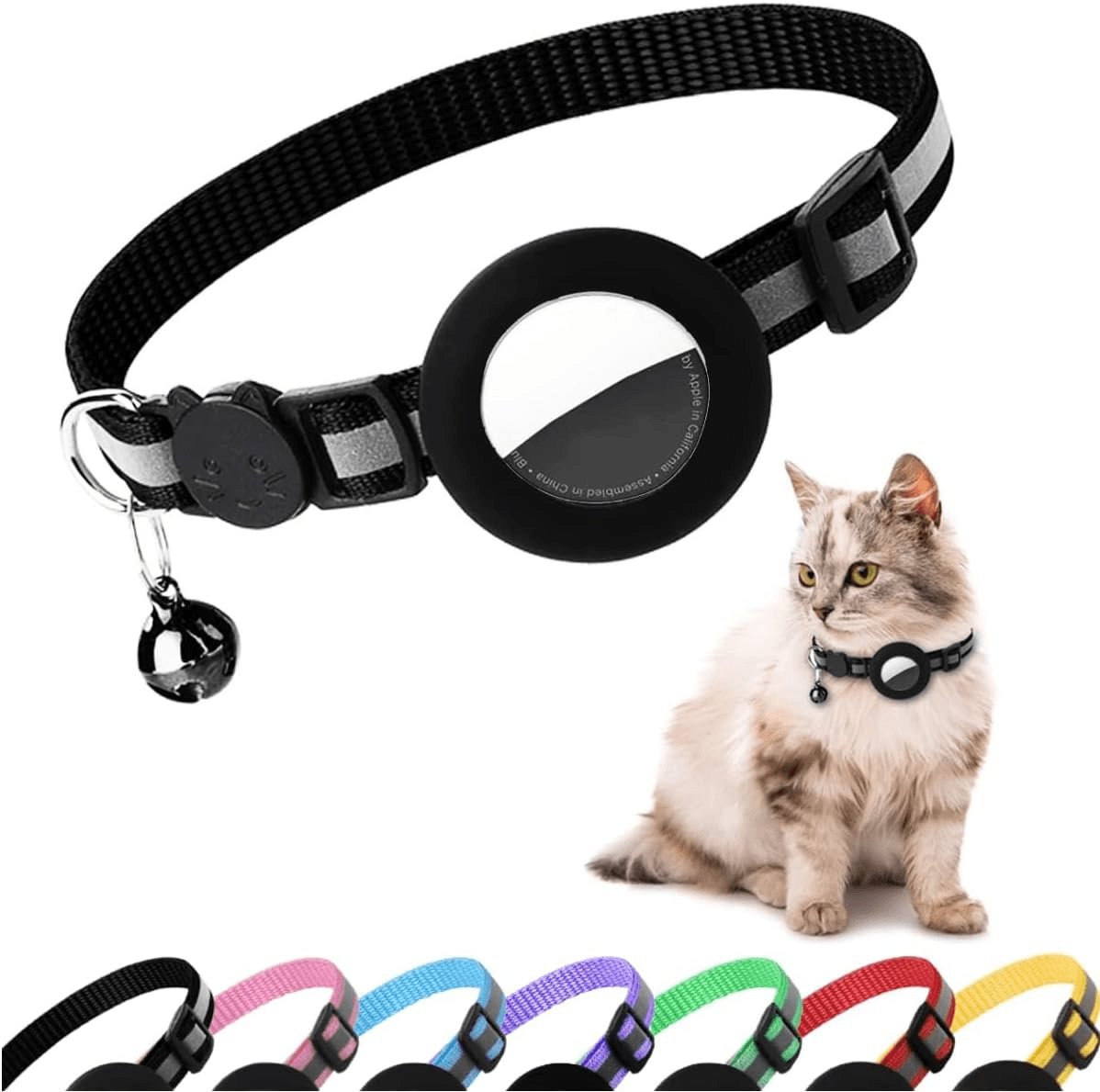Airtag Cat Collar| Air Tag Cat Collar with Bell and Safety Buckle in 3/8\" Width,