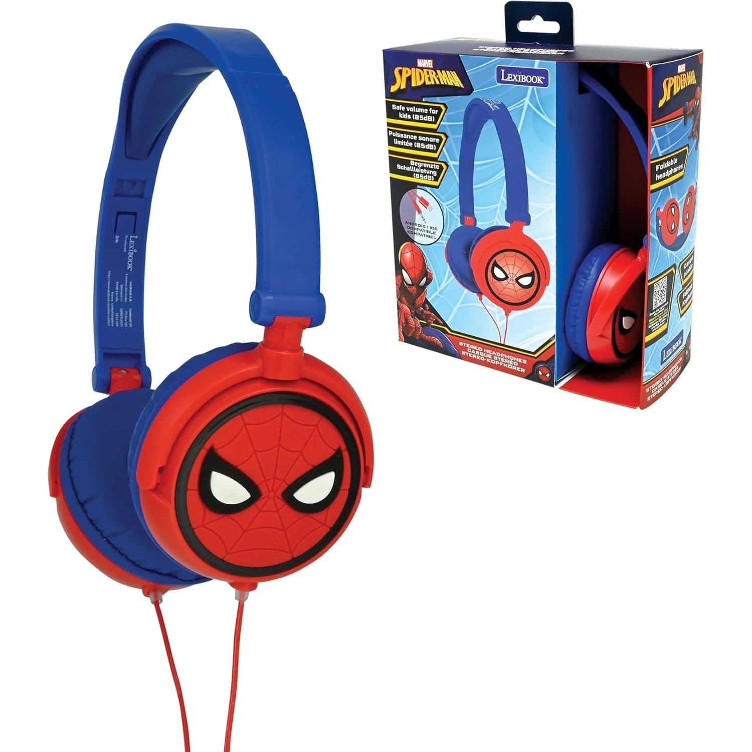 Lexibook Spider-Man Kids Headphones Foldable Volume Limiter 3.5mm Jack - HP010SP