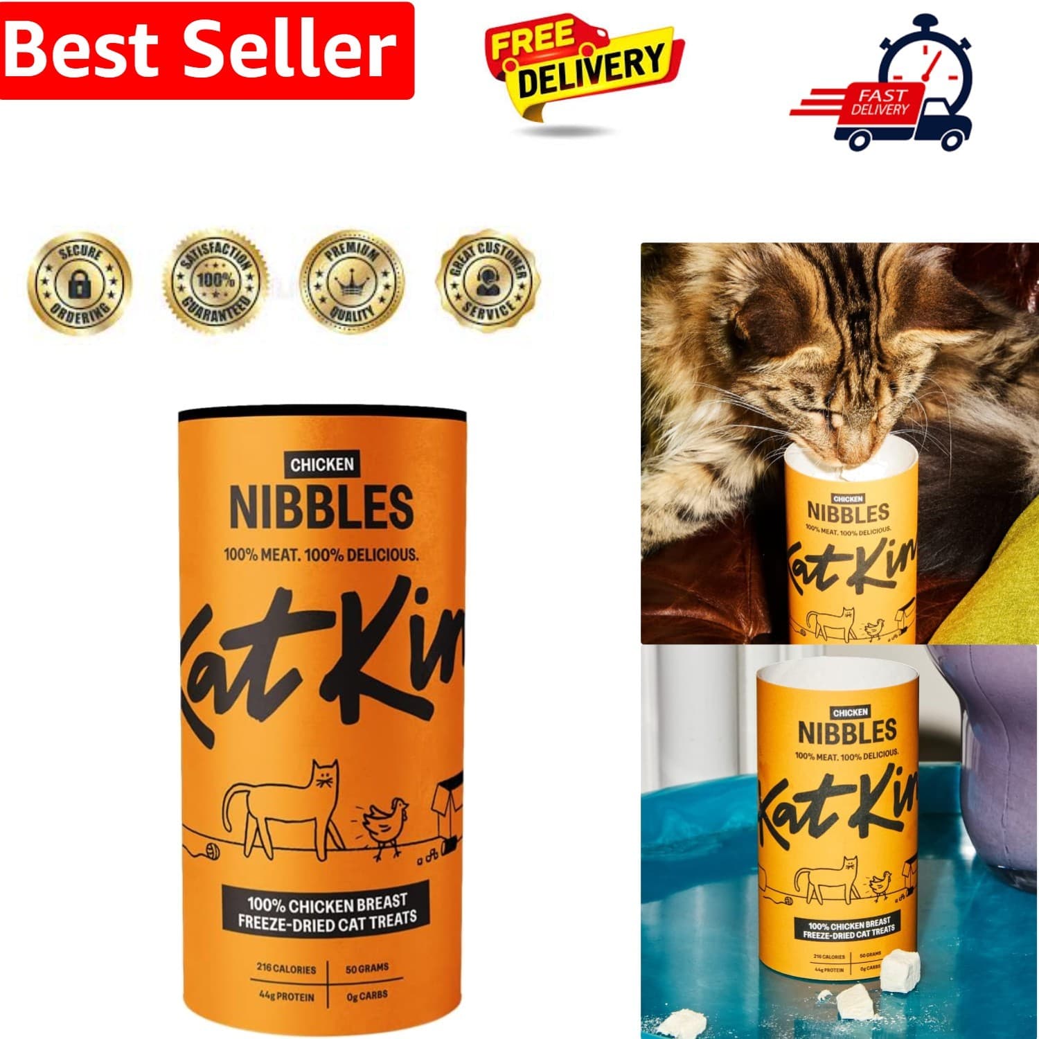 Chicken Nibbles 50g Tube: 100% Breast Freeze-Dried Cat Treats – Delicious Fre...