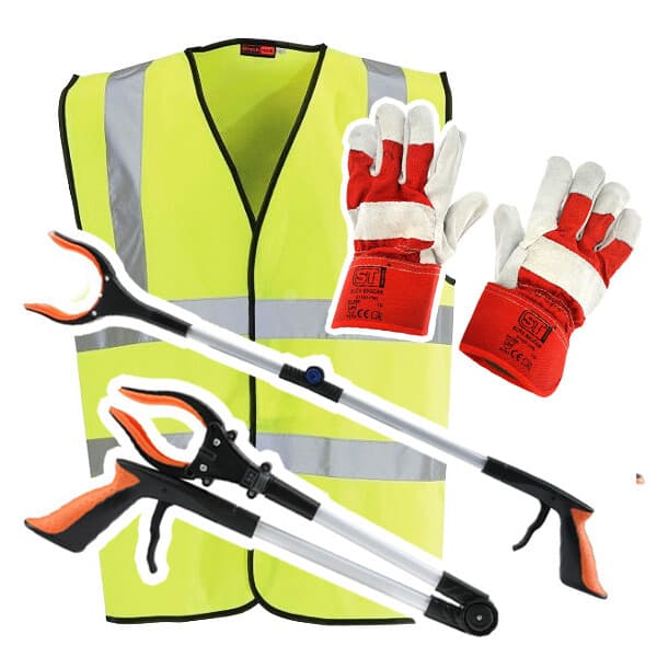 Adults Litter Picking Equipment Set Kit - Grabber| Vest and Gloves - Small - 3XL