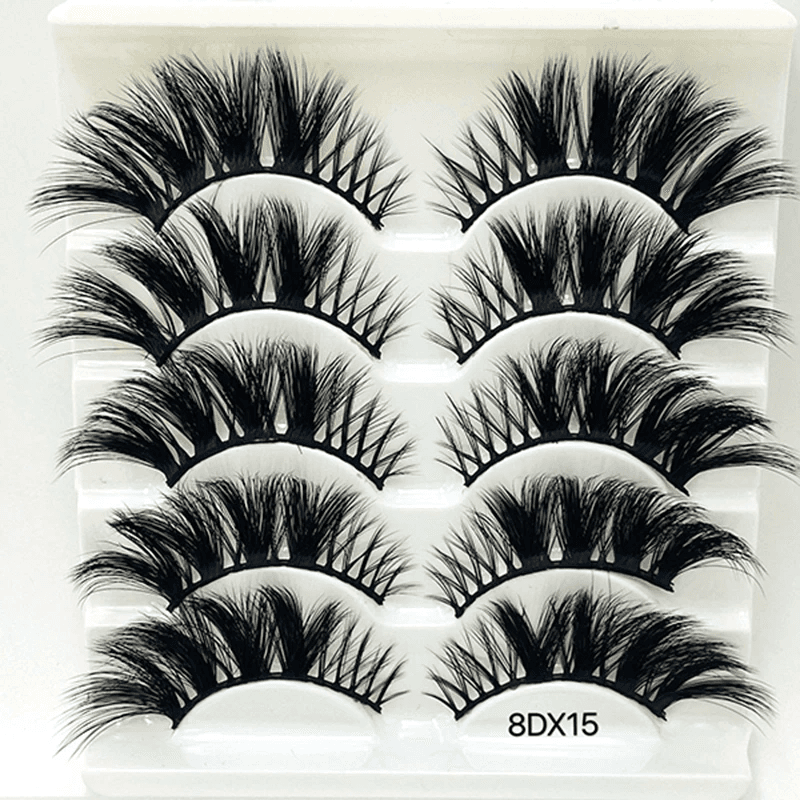 5/8 Pairs 25Mm Mink Lashes 3D Dramatic False Eyelashes Handmade Fluffy Eyelashes