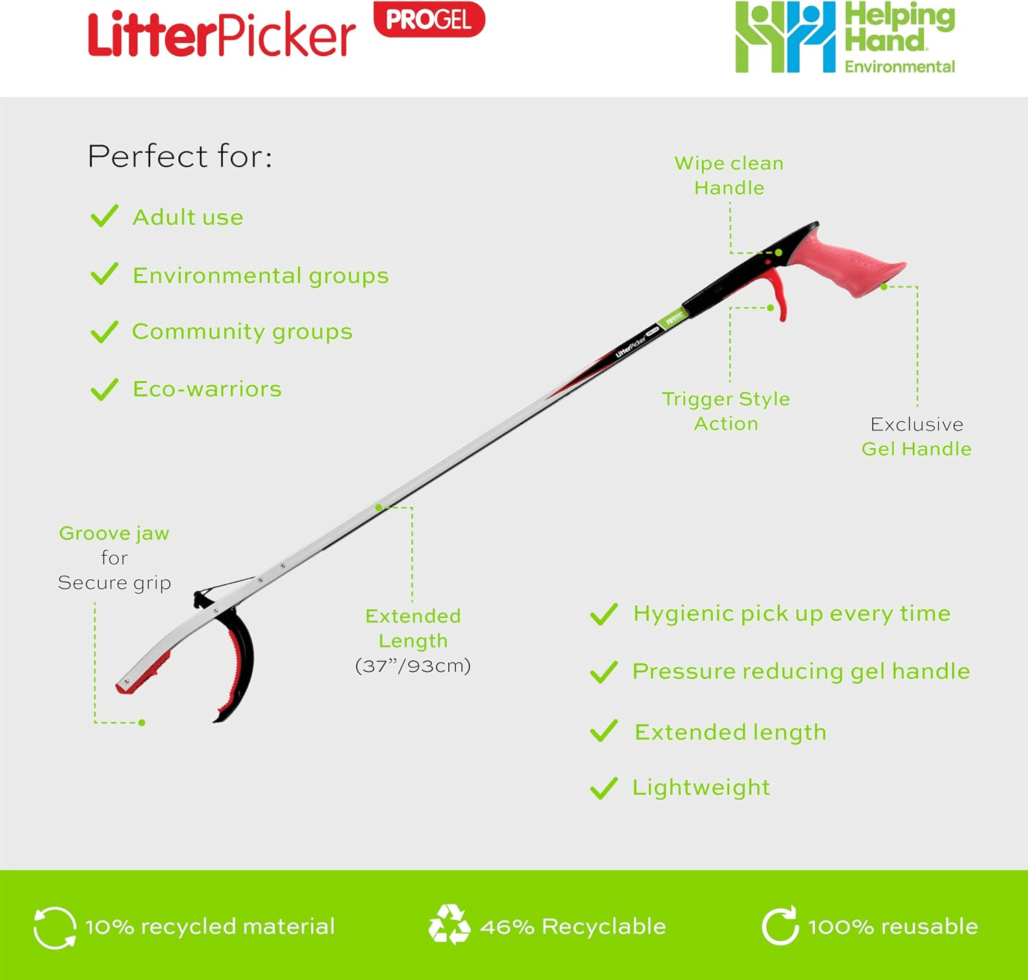 The Helping Hand Company Litter Picker PRO Gel Litter Grabber 33”/85Cm| Heavy Du view 2