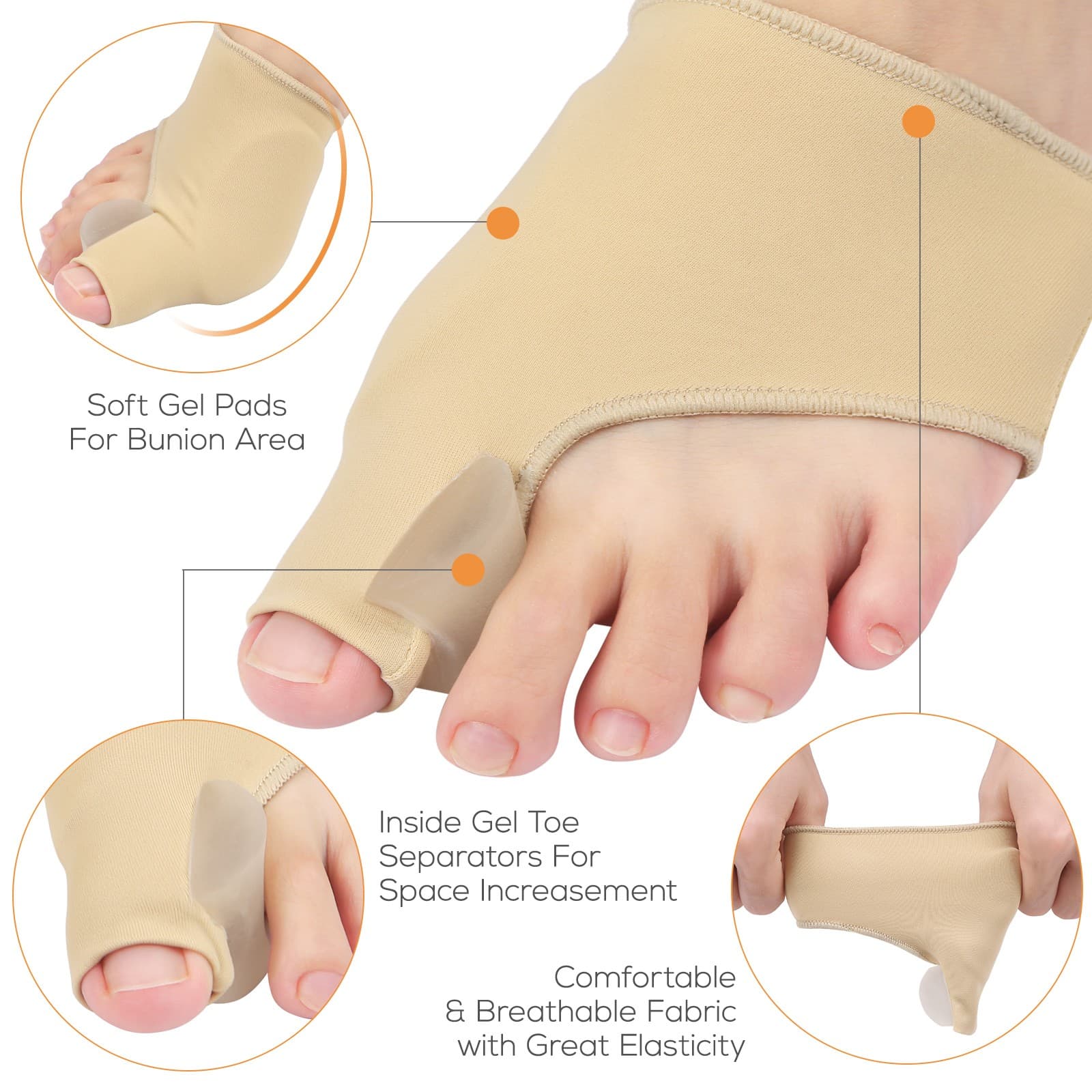 1 Pair Bunion Corrector Gel Bunion Pads Sleeves Brace Bunion Relief Big Toe