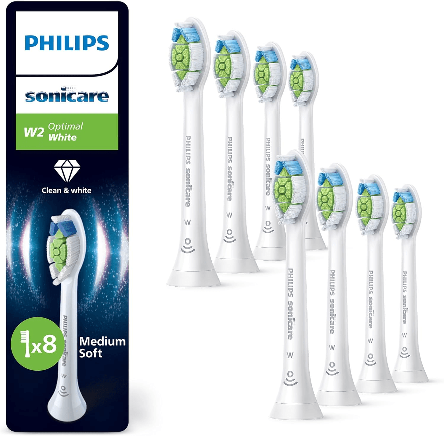Philips Sonicare W2 Optimal White| Genuine Replacement Toothbrush Heads| White,