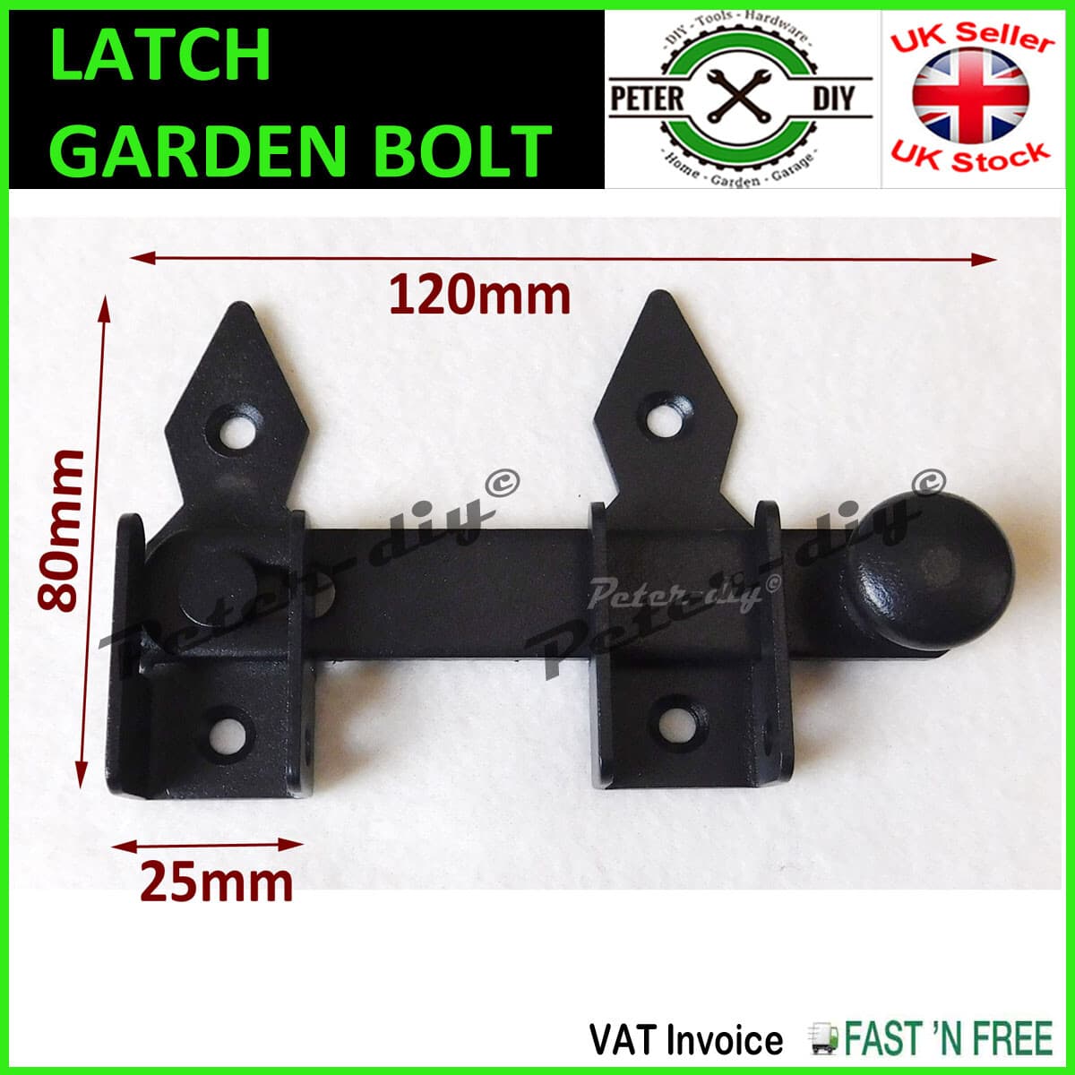 LATCH HASP GATE Garden Bolt STABLE SHED GARDEN BACK DOOR BOLT Lock BLACK view 2
