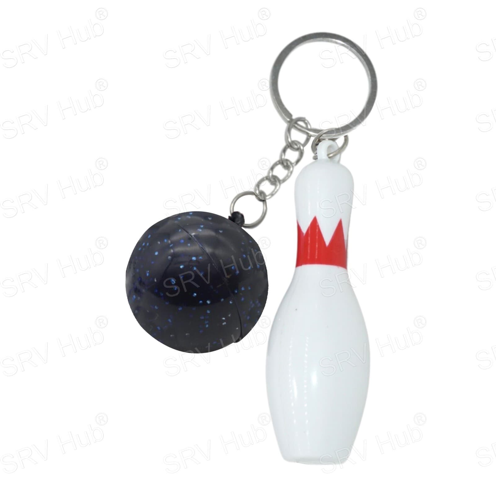 6.5cm Plastic Bowling White Pin Attached Colored Ball Keyring,Stocking Filler