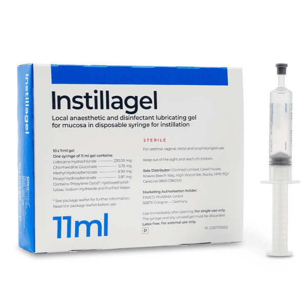Instillagel Anaesthetic Disinfectant Lubricating Gel - 10 x 11ml UK