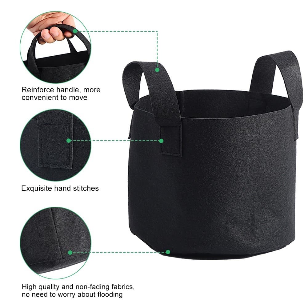Black Plants Growing Bag Vegetable Flower Aeration Planting Pot Container (3