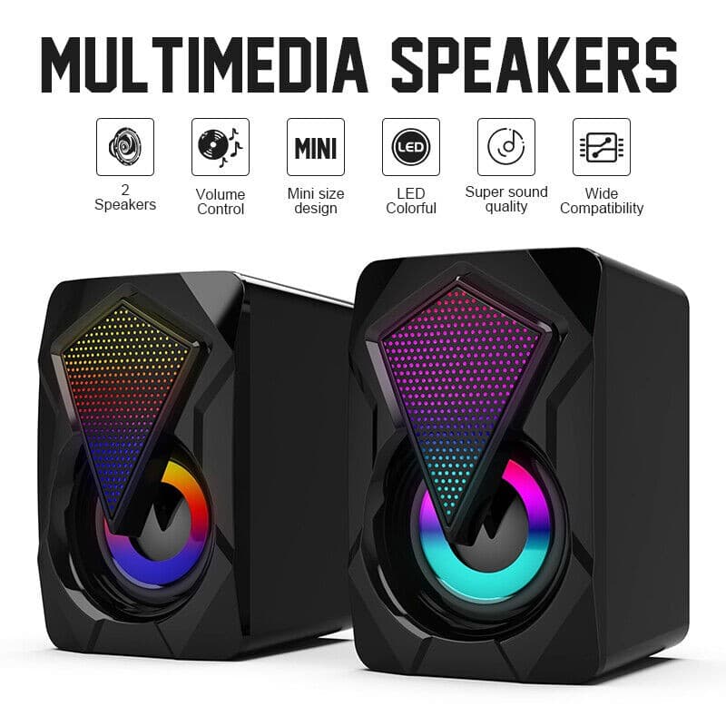 Surround Sound System LED PC Speakers Gaming Bass USB Wired Desktop Computer Set