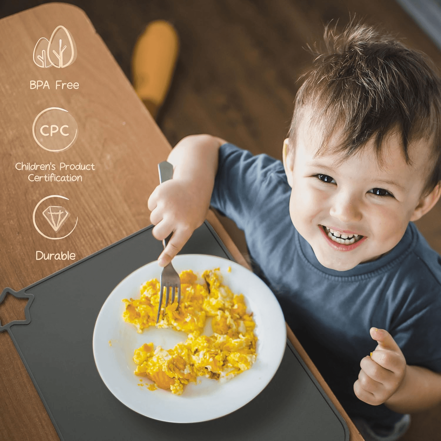 Baby Silicone Placemats| Non-Slip Stain Resistant Portable Food Mats for Kids To view 2