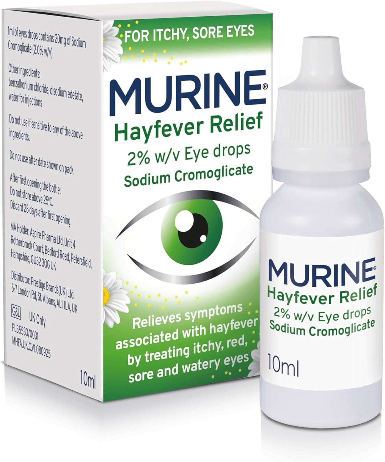 Hayfever Relief 2% W/V Eye Drops| Hayfever Treatment for Itchy| Red| Sore and Wa