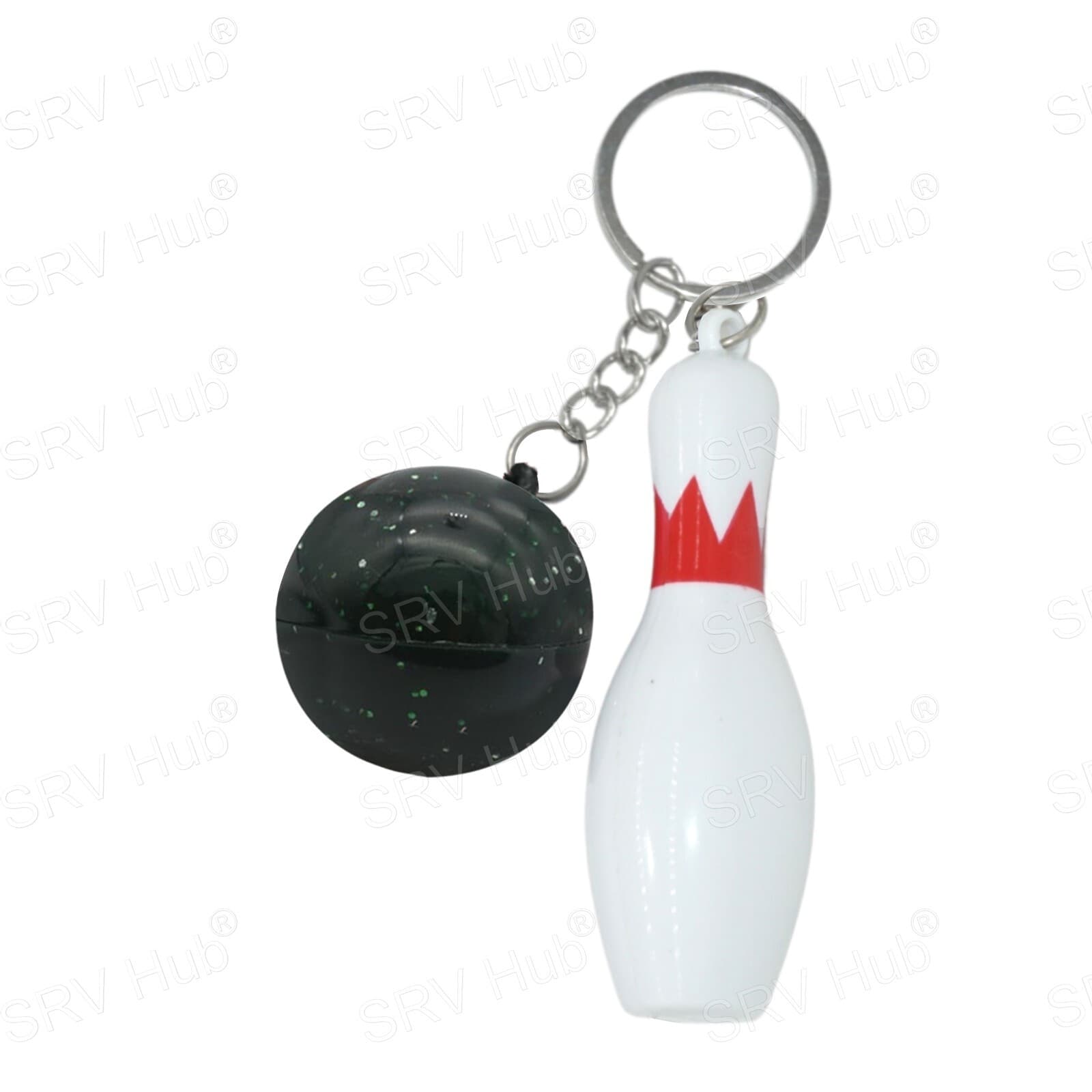 6.5cm Plastic Bowling White Pin Attached Colored Ball Keyring,Stocking Filler