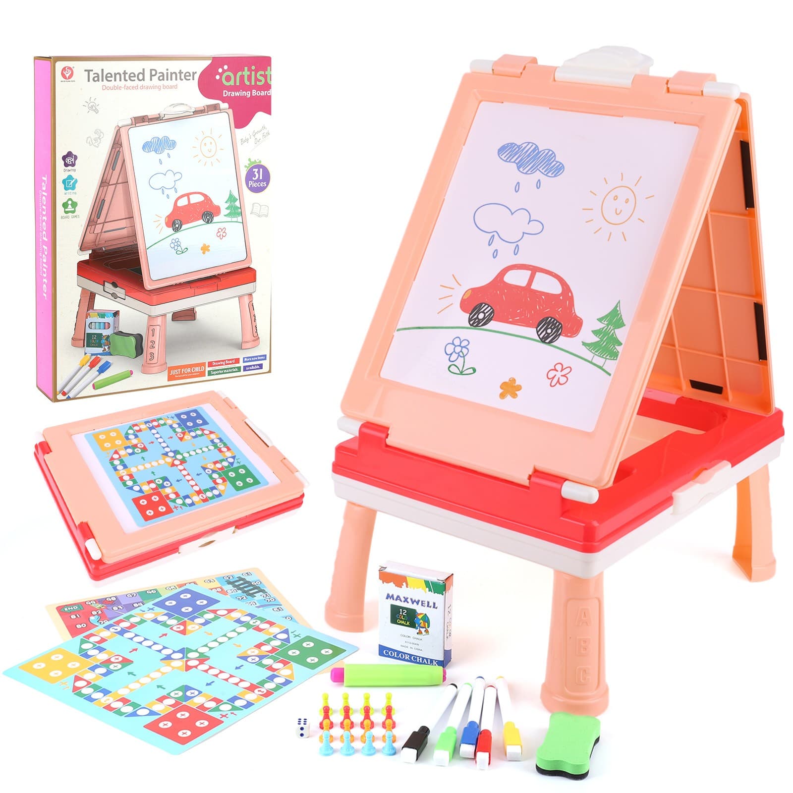 Kids Easel 4 in1 Whiteboard Blackboard Drawing Educational Activity Board