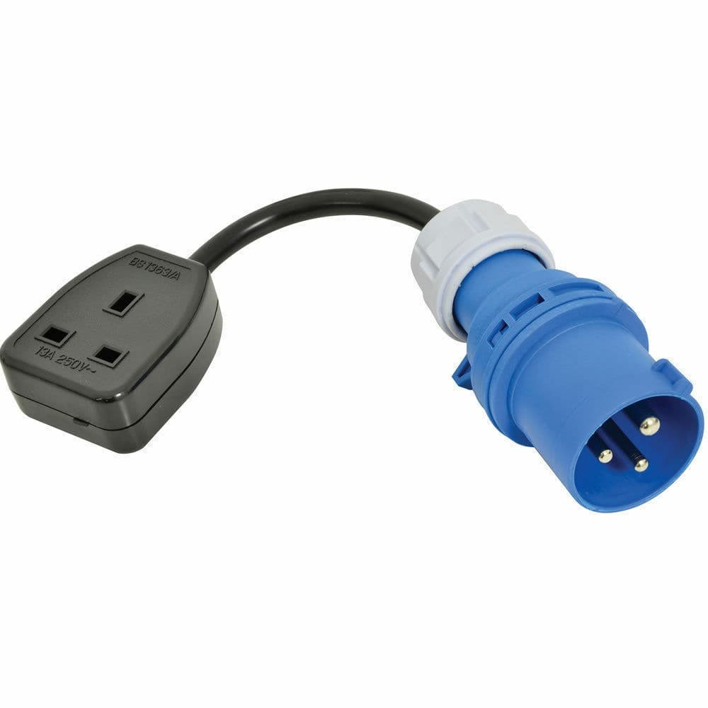 Caravan Site Power Plug 240V 16A to 13A UK Socket Adapter Cable [004969]
