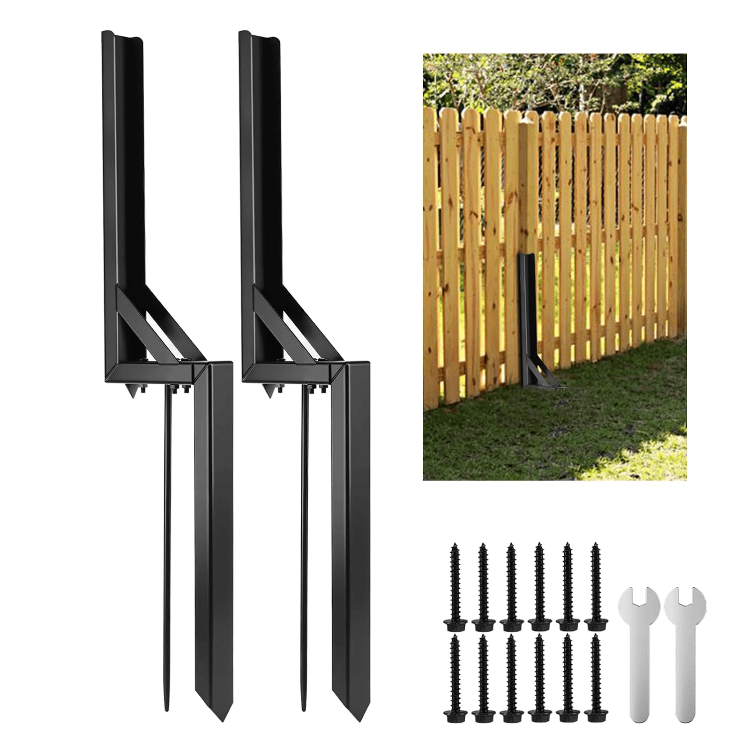 2 Pack Fence Post Repair Kit| Fence Post Support Stake| Heavy Duty Fixed Anchor