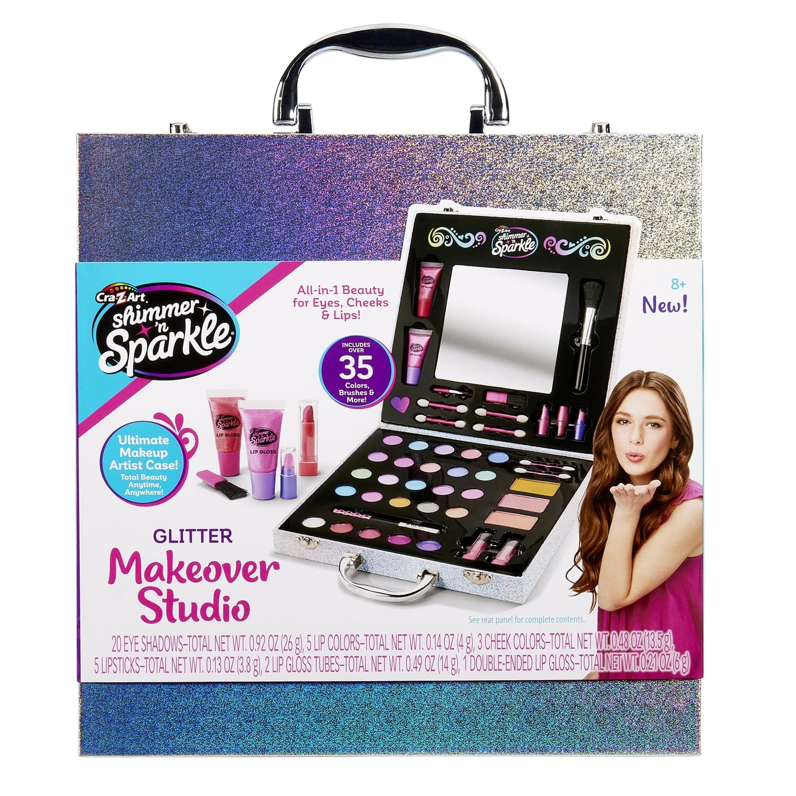 Shimmer and Sparkle Shimmering Glitter Makeover Studio Kids makeup set for girls view 2