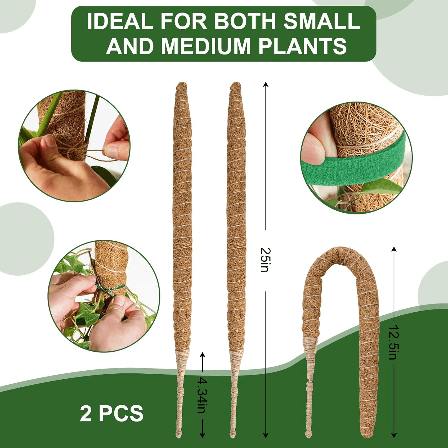 Moss Pole| 2Pcs Bendable Plant Pole| Coir Moss Stick Plant Totem Moss Sticks for view 2