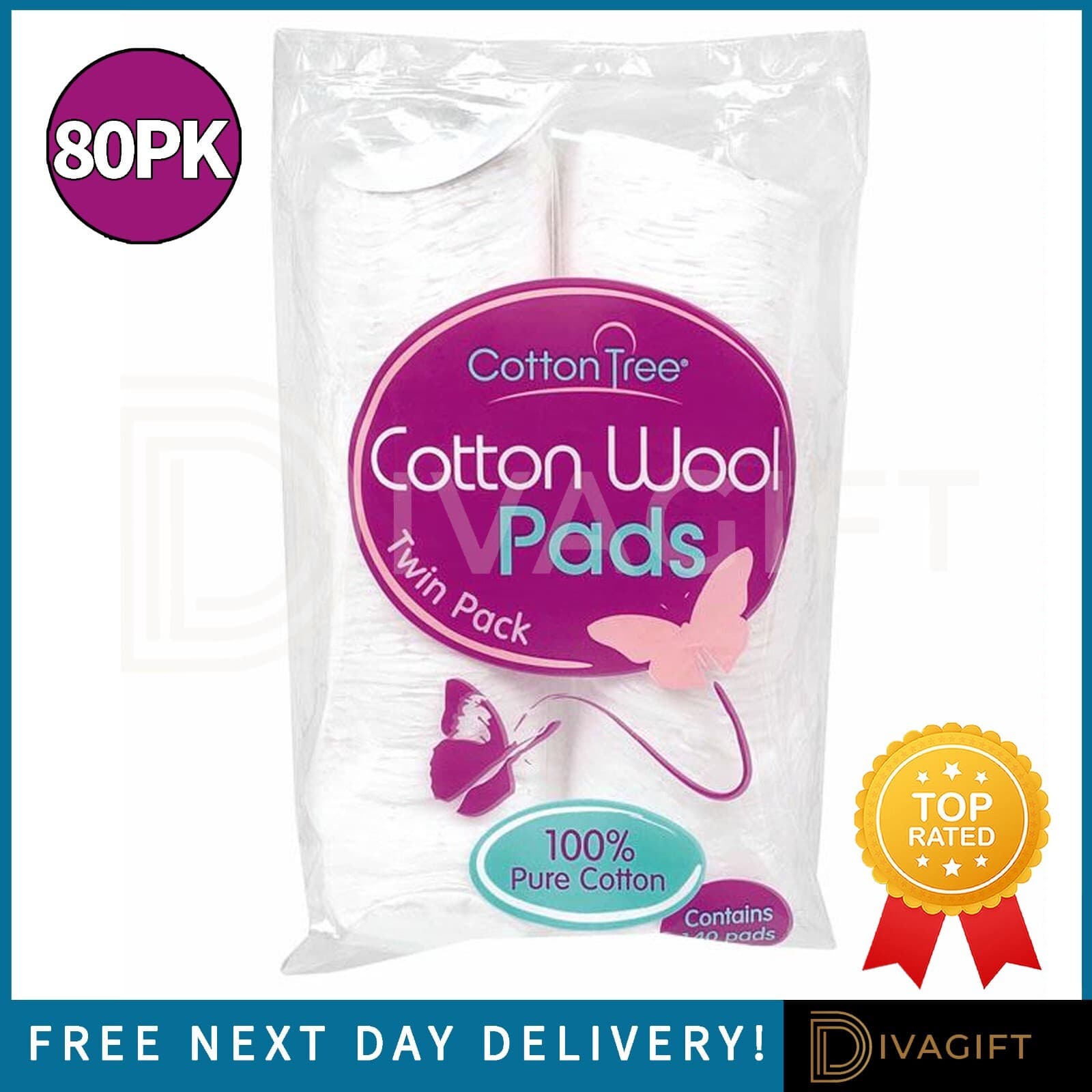 COTTON WOOL ROUND FACE PADS PIECE SOFT ABSORBENT BEAUTY HEALTH CARE MAKEUP x80