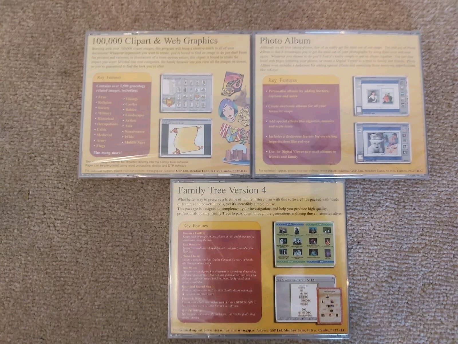 x3 GSP Family Tree v4 + Photo Album + 100000 Cliparts - PC CD-ROMS - Jewel Case view 2