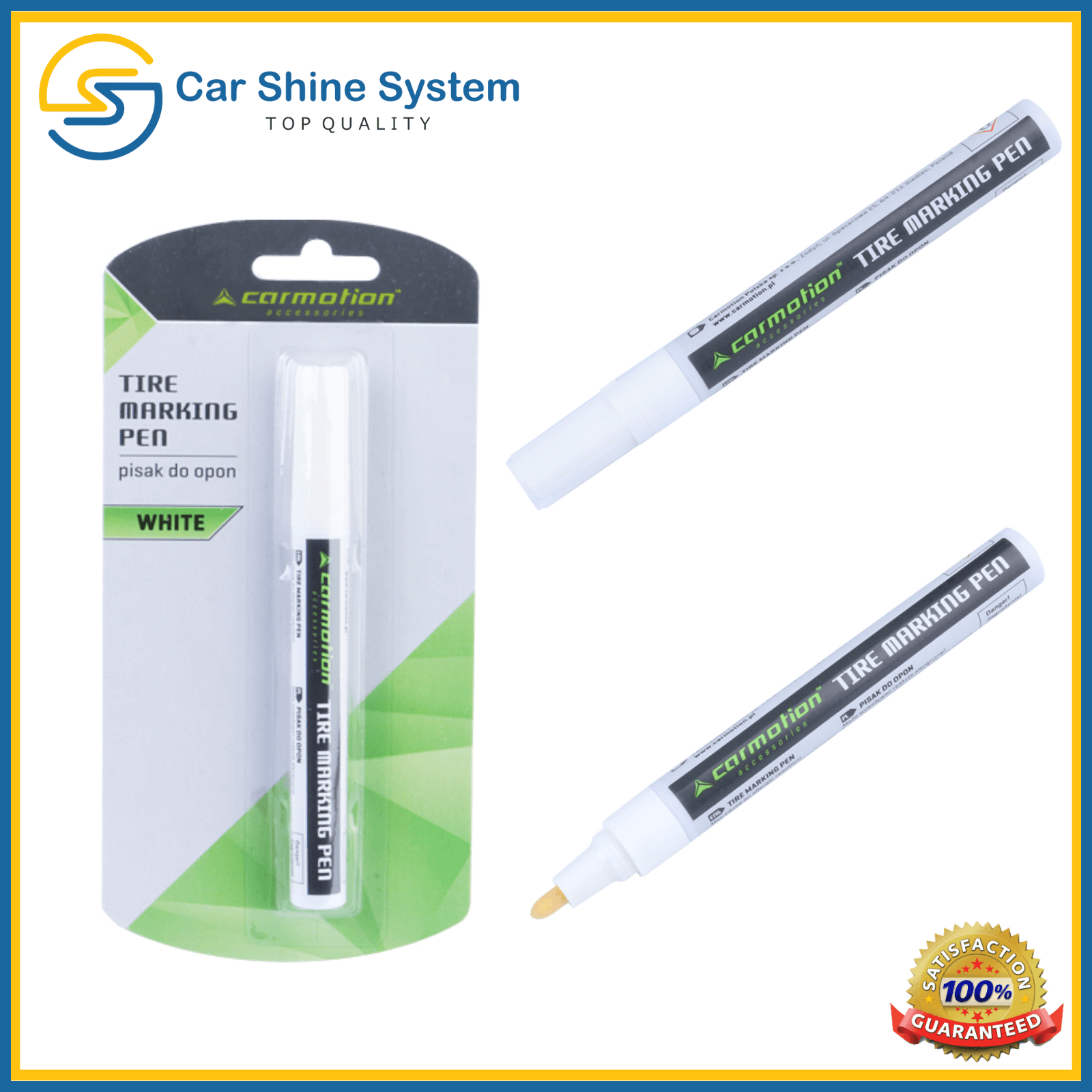 WHITE TIRE PAINT PEN Universal Car Bike Tire Wheel Lettering Marker Metal