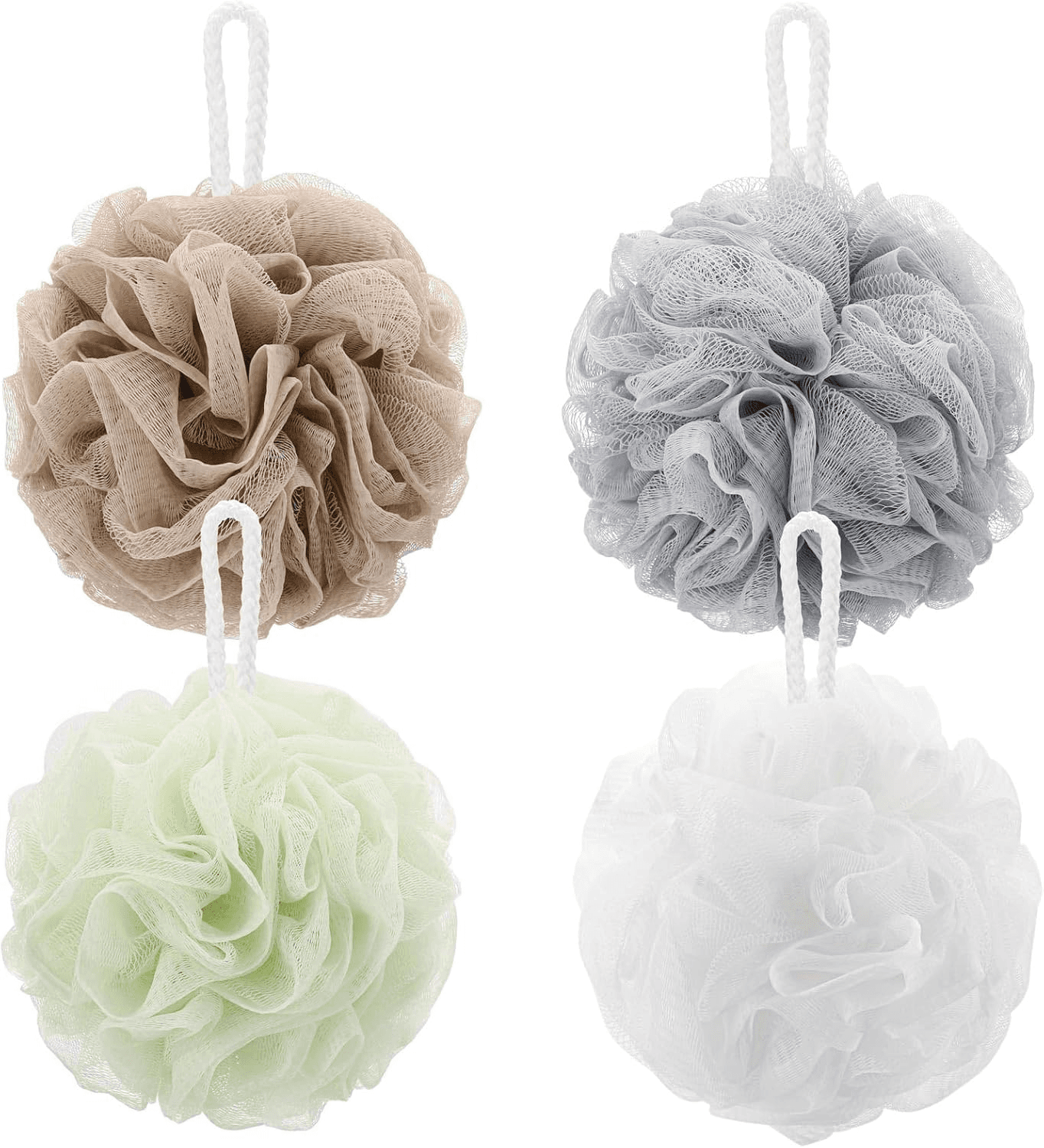 4 Pack Mesh Pouf Bath Sponge Exfoliating Loofah Body Shower Ball Mesh Sponge
