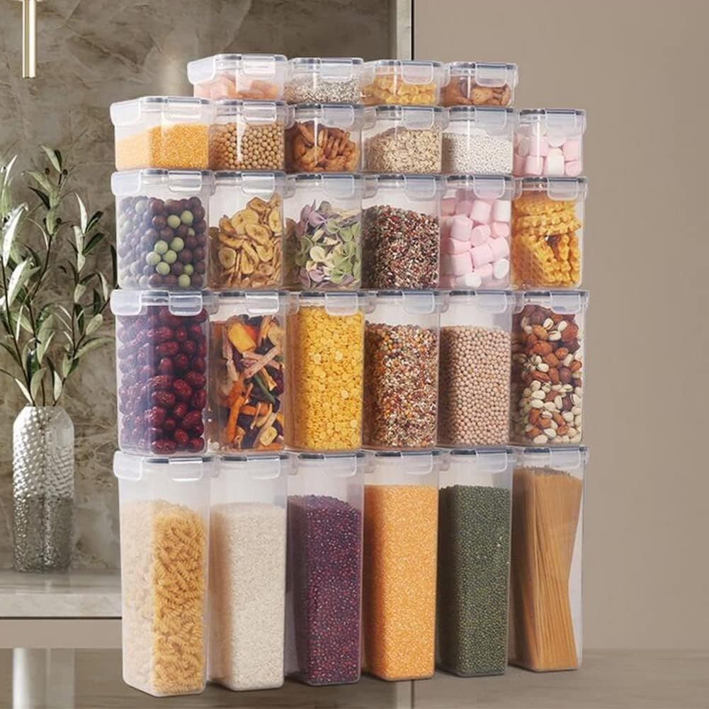 28Pcs Cereal Storage Containers Set Plastic Airtight Food Storage Container Kit view 2