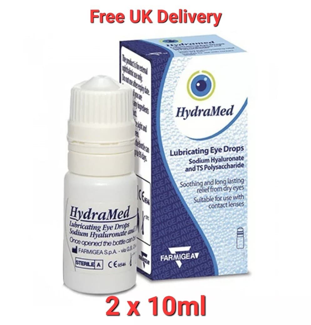 Hydramed 0.2% Preservative-Free Eye Drops 2 X 10ml (Similar to Hylo Forte) NEW