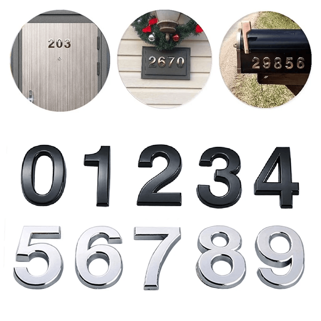 Self Adhesive 3D Number Stickers House Room Door Number Plate Sign for Home Apar