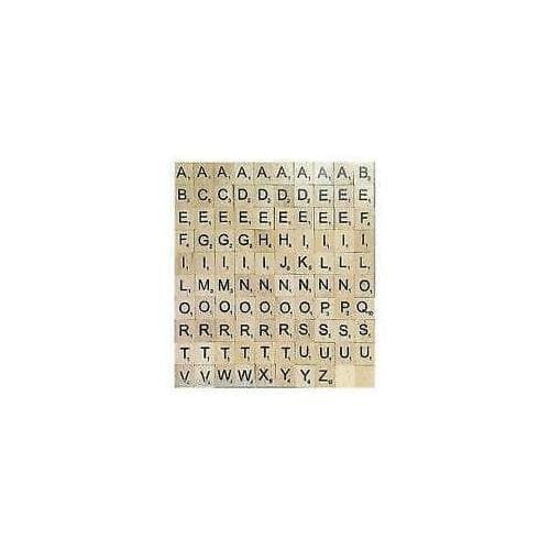 TILES WHITE/BLACK LETTERS FULL SET 100 PIECES -PLASTCI/WOODEN COLOURED