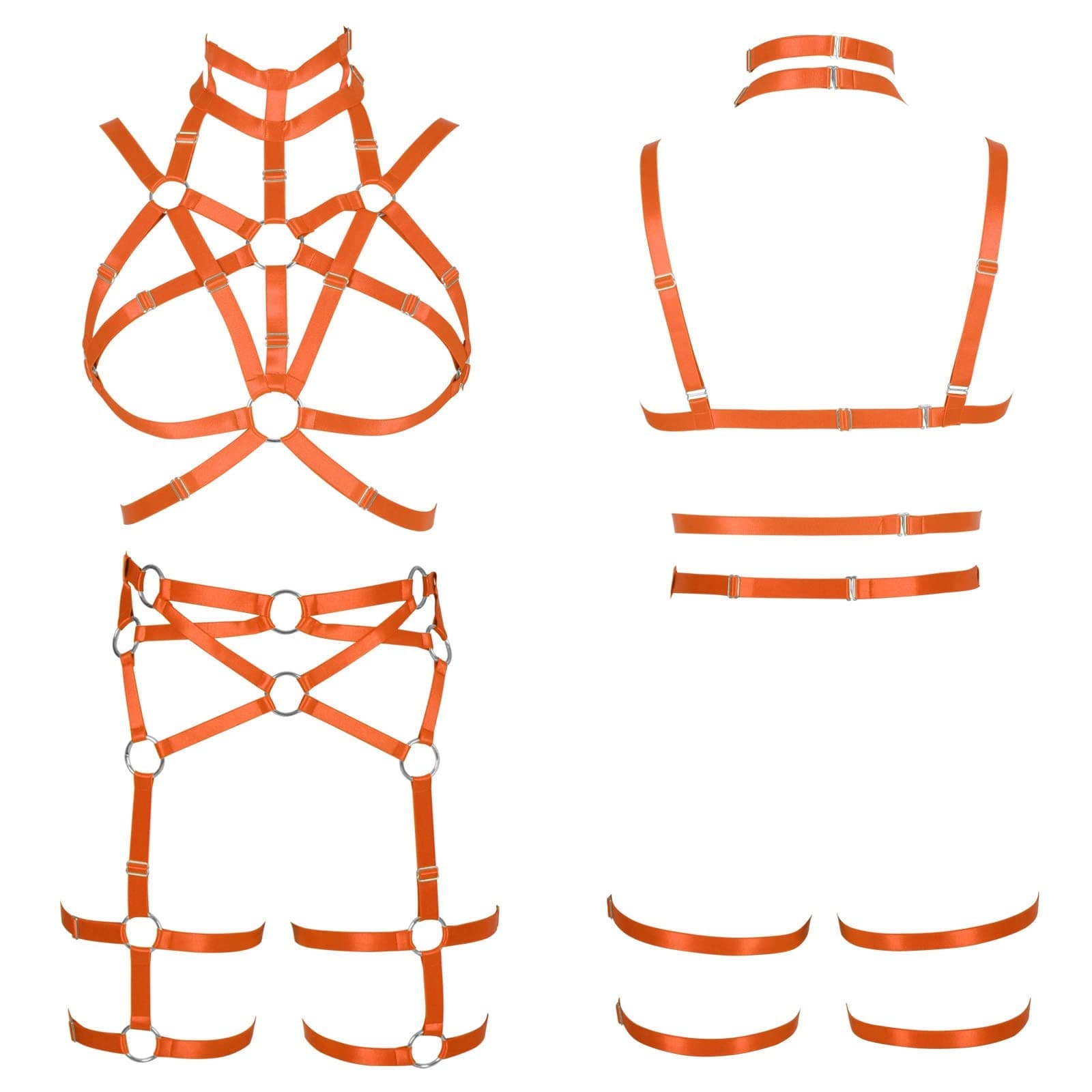 Banssgoth Women'S Full Body Harness Waist Garter Belt Top Hollow Cage Bra H view 2