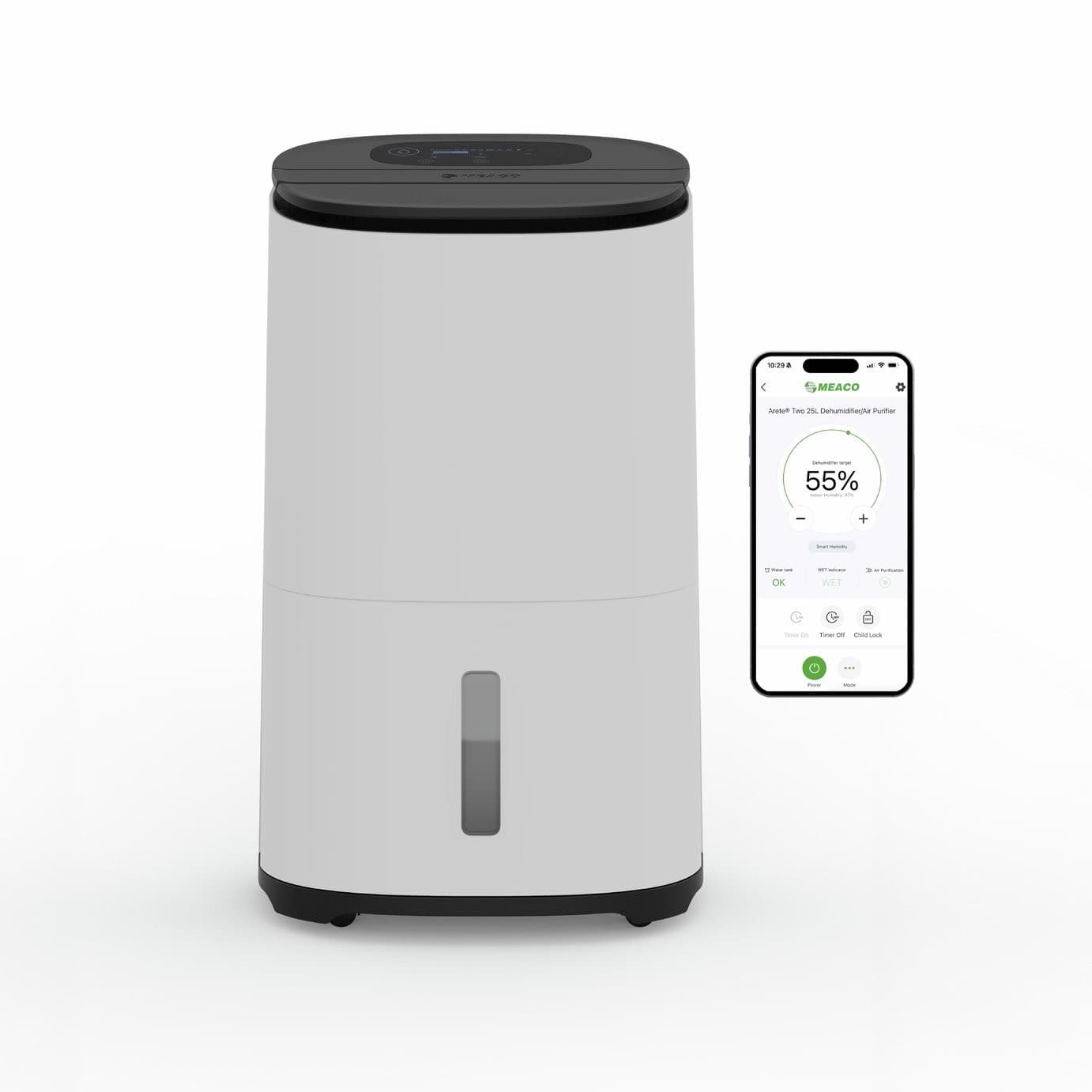 MeacoDry Arete® Two 20L Dehumidifier and Air Purifier with HEPA Filter and W-Fi