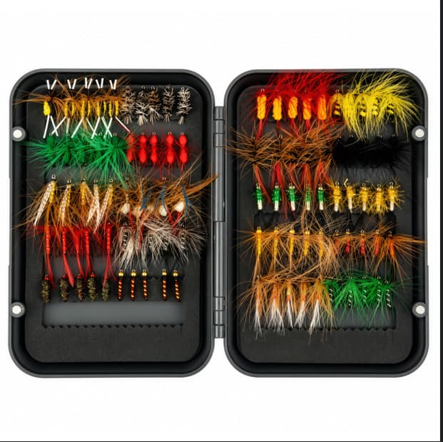 100pcs Dry/Wet Nymph Ribbon Fly Insect Flying Insects Fly Fishing Bait Kit Fly