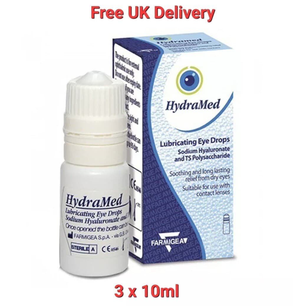 Hydramed 0.2% Preservative-Free Eye Drops 3 X 10ml (Similar to Hylo Forte) NEW