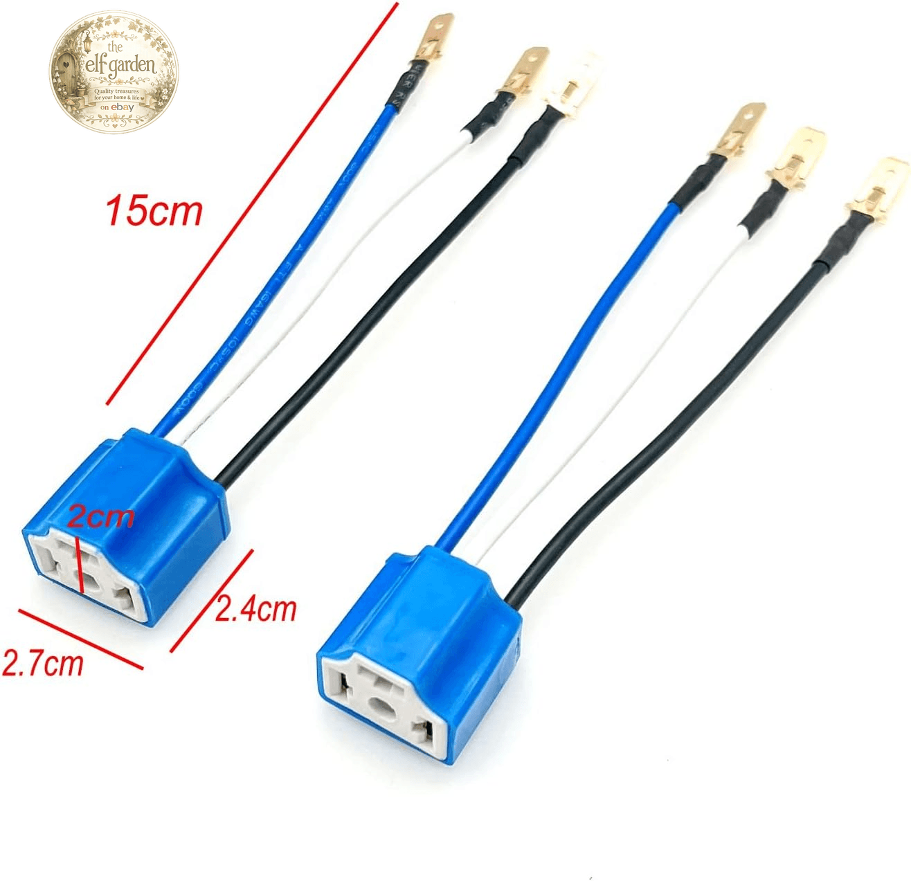 2 x JZK H4 Wiring Harness Connector Ceramic HB2 Socket Car Headlight / Fog Light view 2