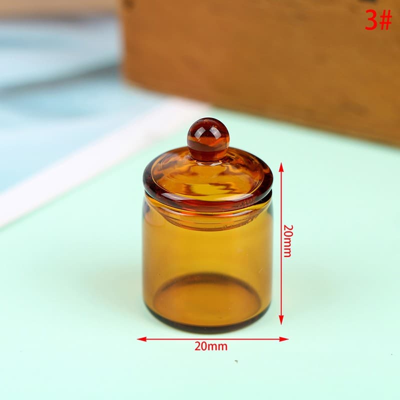 1:12 Dollhouse Mini Glass Candy Jar Coffee Bean Storage Bottle Kitchen Decor TUK