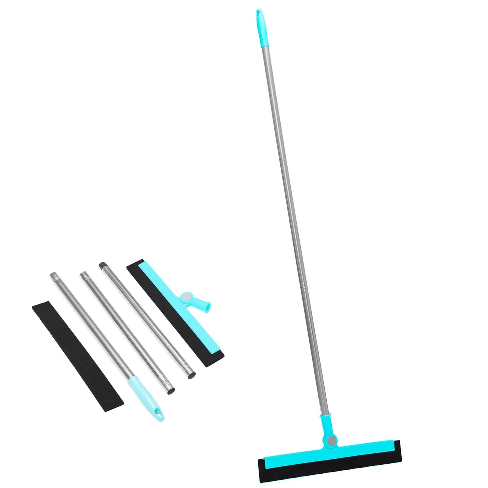 Floor and Window Squeegee With Extendable Handle and Extra Sponge