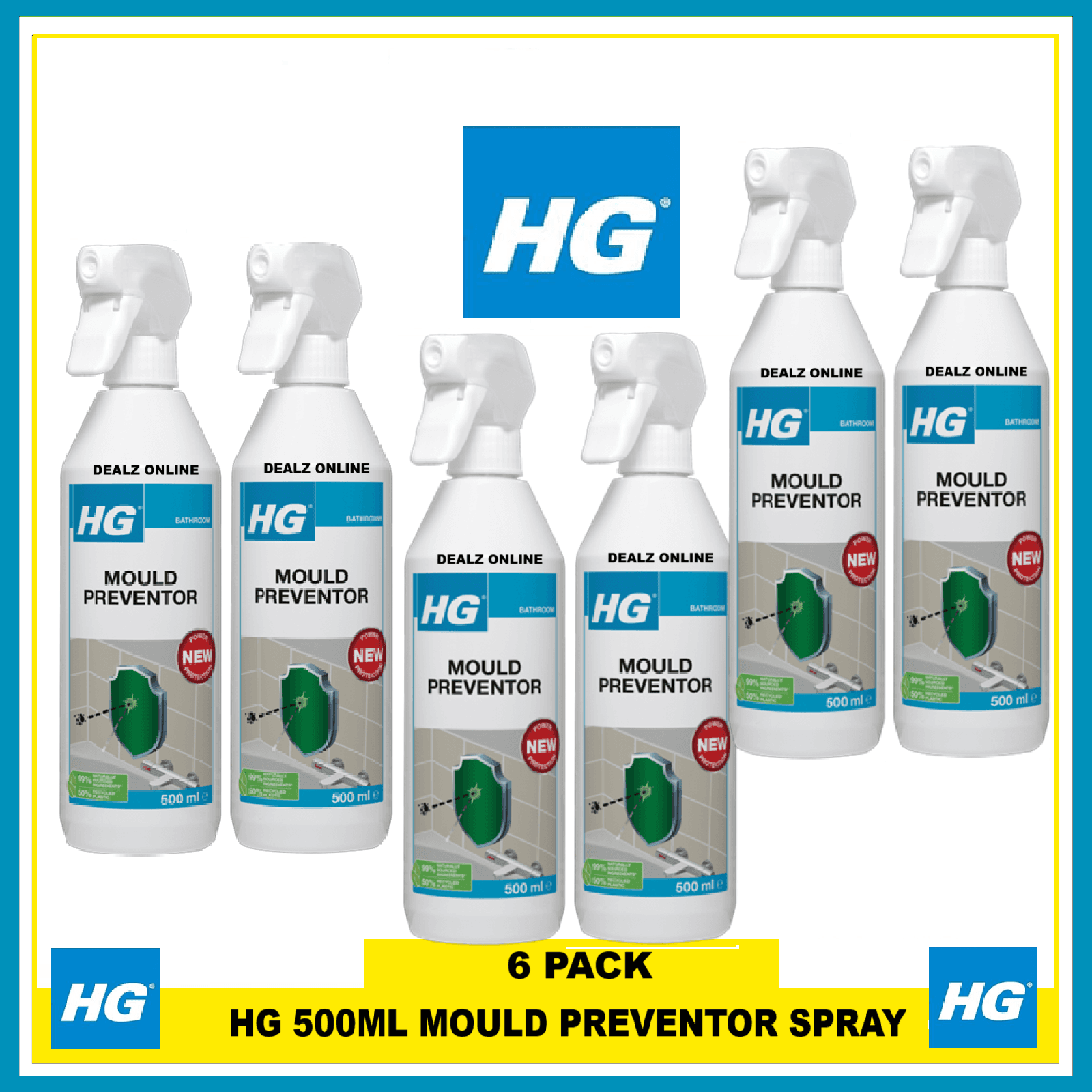 HG Mould Preventor Prevents Mould Formation on Tile/Silicon  500ml  X 6 PACK