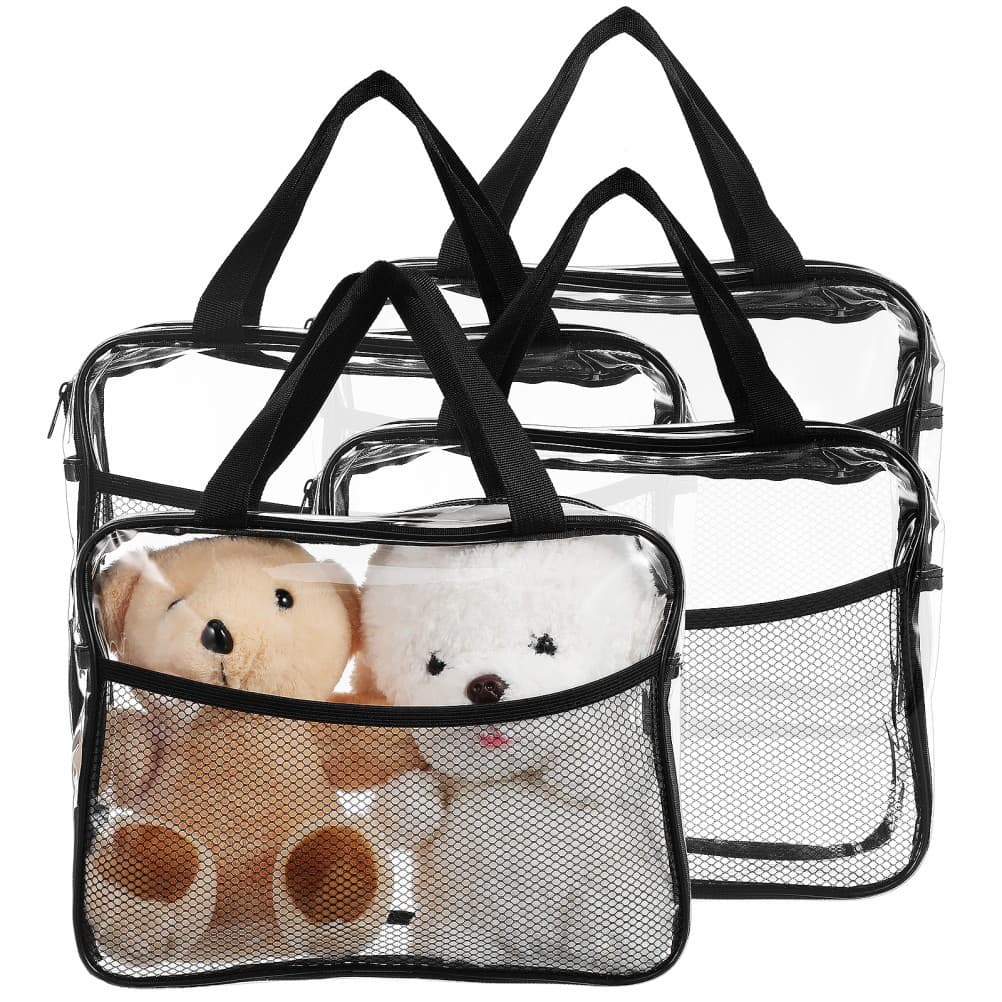 4 Pcs Black Storage Basket Compact Makeup Bag Children's Toy Mesh