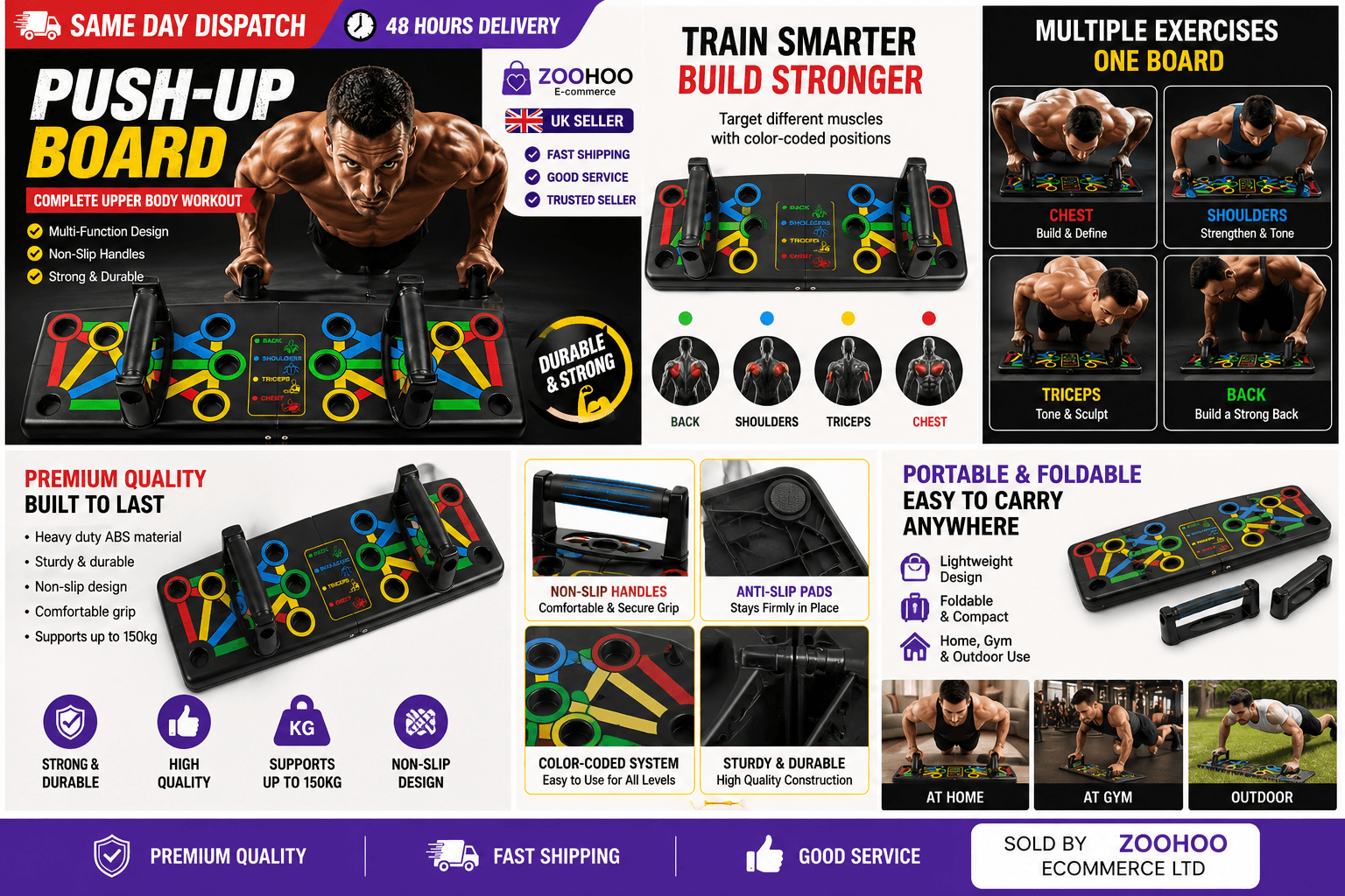 12 in 1 Push Up Board Portable Foldable Home Gym Chest Back Triceps Workout view 2