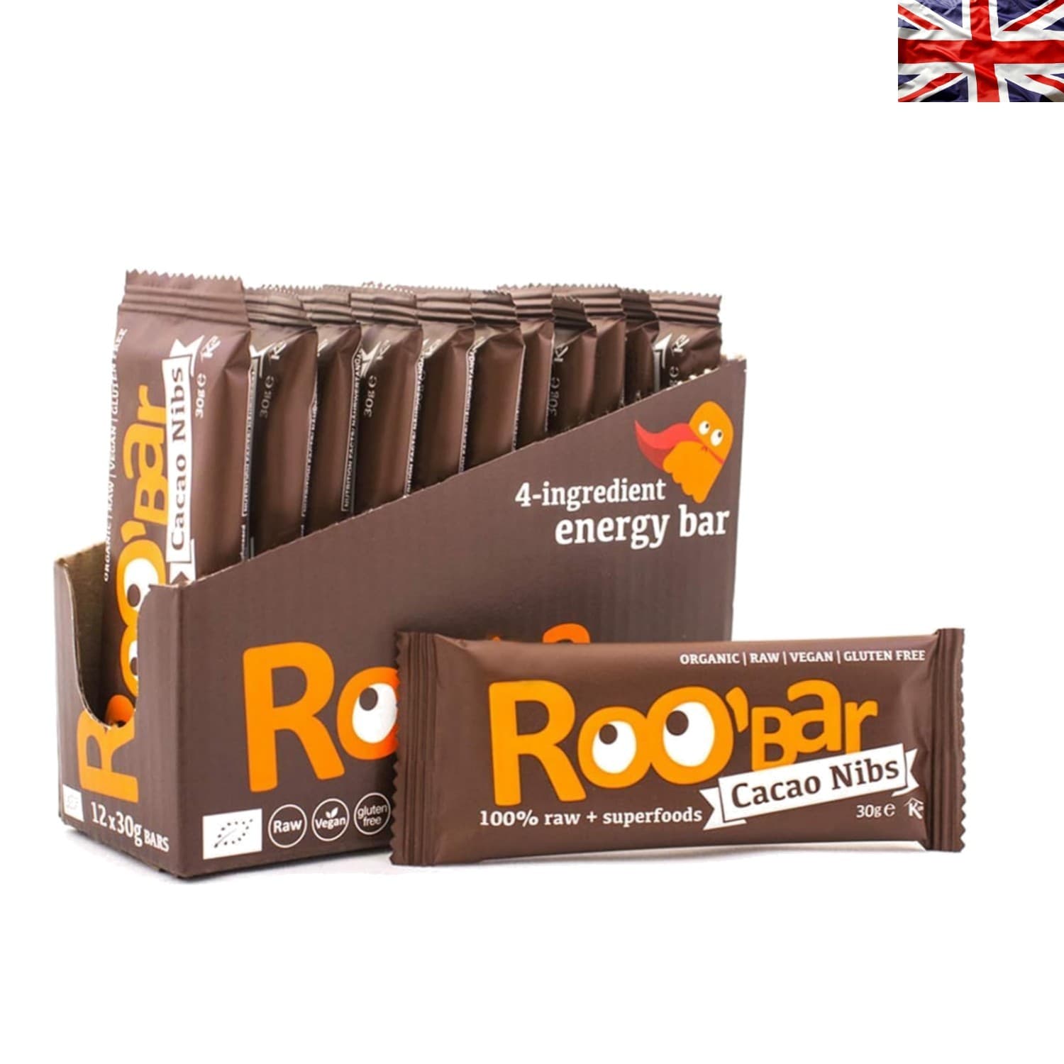 Individually Wrapped  Cacao Energy Bars - Healthy Organic Treats| 12 Count