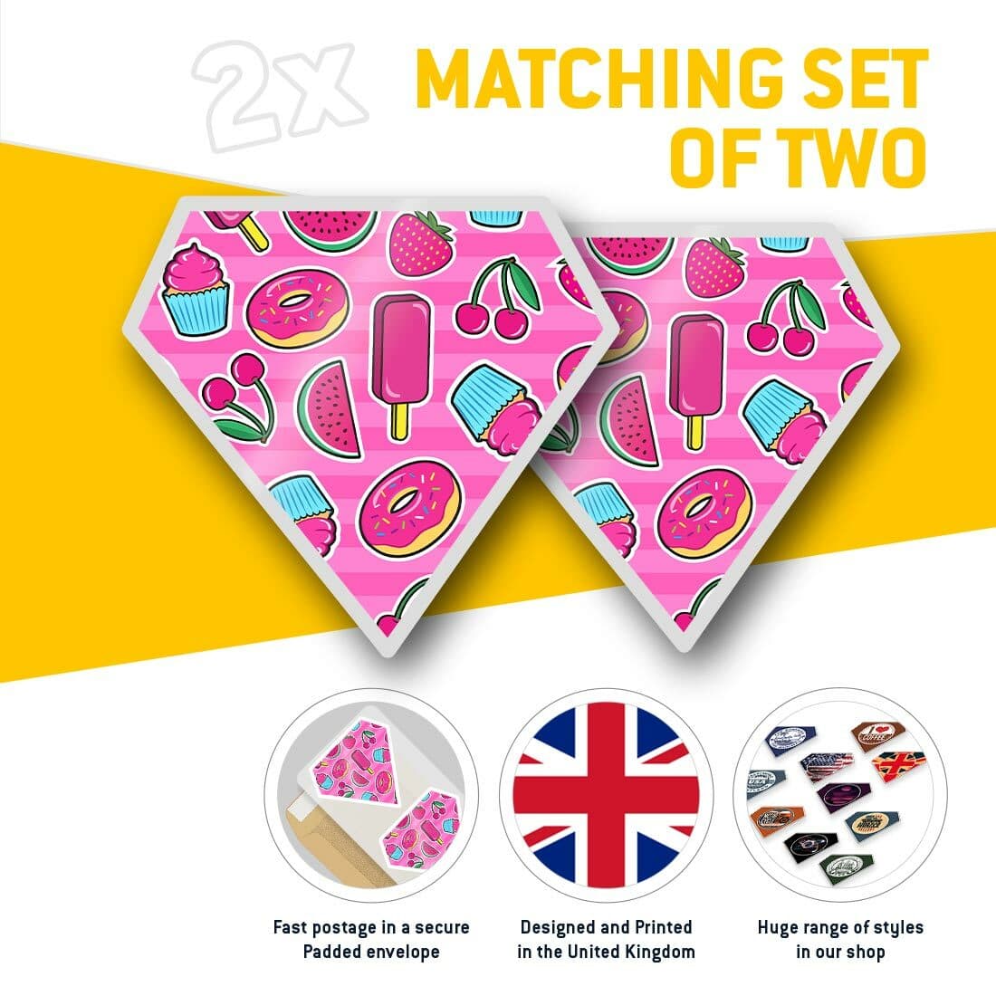2 x Diamond Stickers 7.5 cm - Pink Summer Fruit Cakes Girls  #14773 view 2
