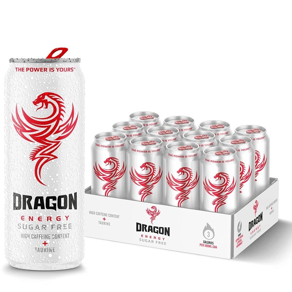 Dragon Sugar Free Energy Drink; 12 x 500ml; High Caffeine; Taurine; B-Vits